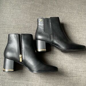 New Calvin Klein black and gold bootie